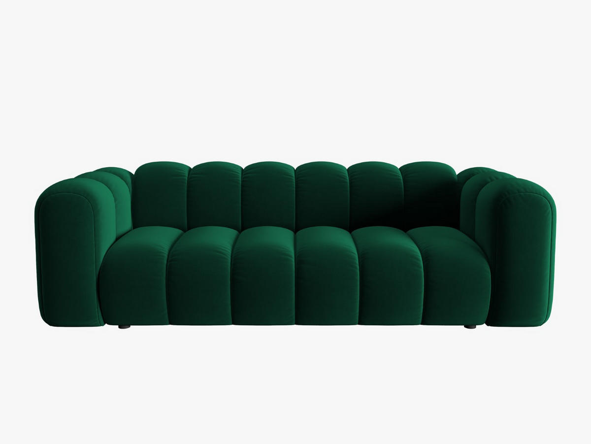 SOFA Lupine aus Samt flaschengrün 3 Sitzplätze - Dunkelgrün, Textil (95/70/230cm) - Micadoni