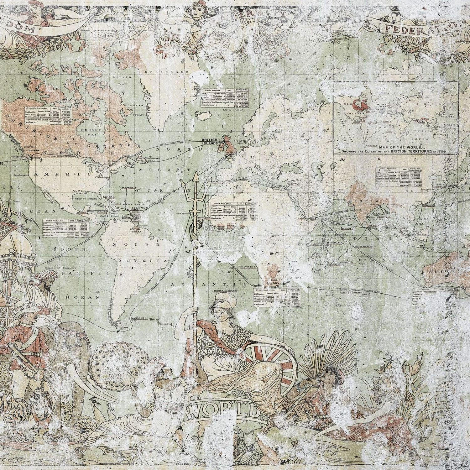 FOTOTAPETE Britisches Imperium 300 x 250 cm - Grün, Papier (300/250cm) - Sanders & Sanders