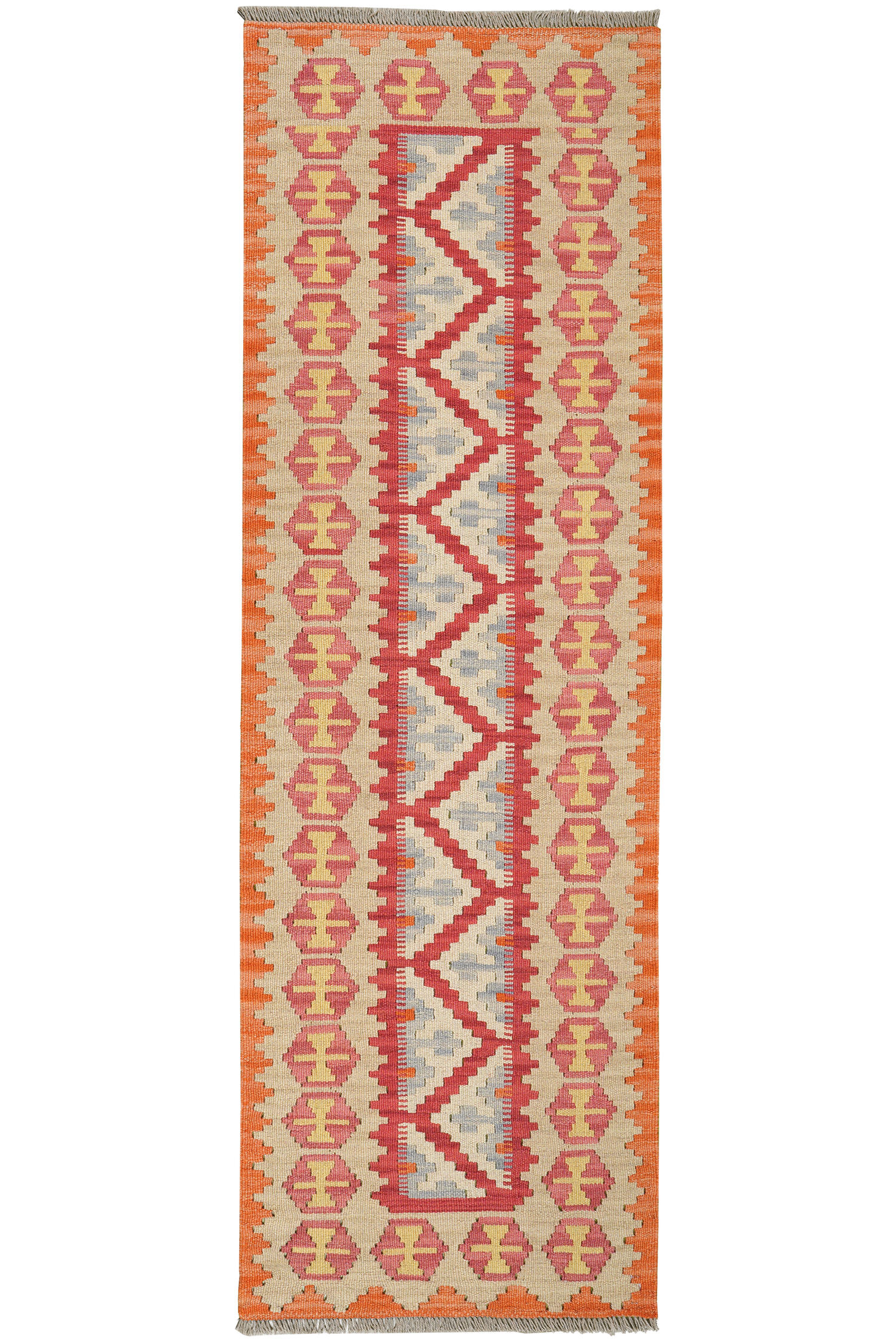 LÄUFER Gashgai Kelim Rot 200/63 cm Schurwolle - Rot, Textil (63/200cm) - Looma