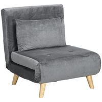 SCHLAFSESSEL, Samt, Gummiholz, Grau - Grau, Textil (78/79/72cm) - HOMCOM