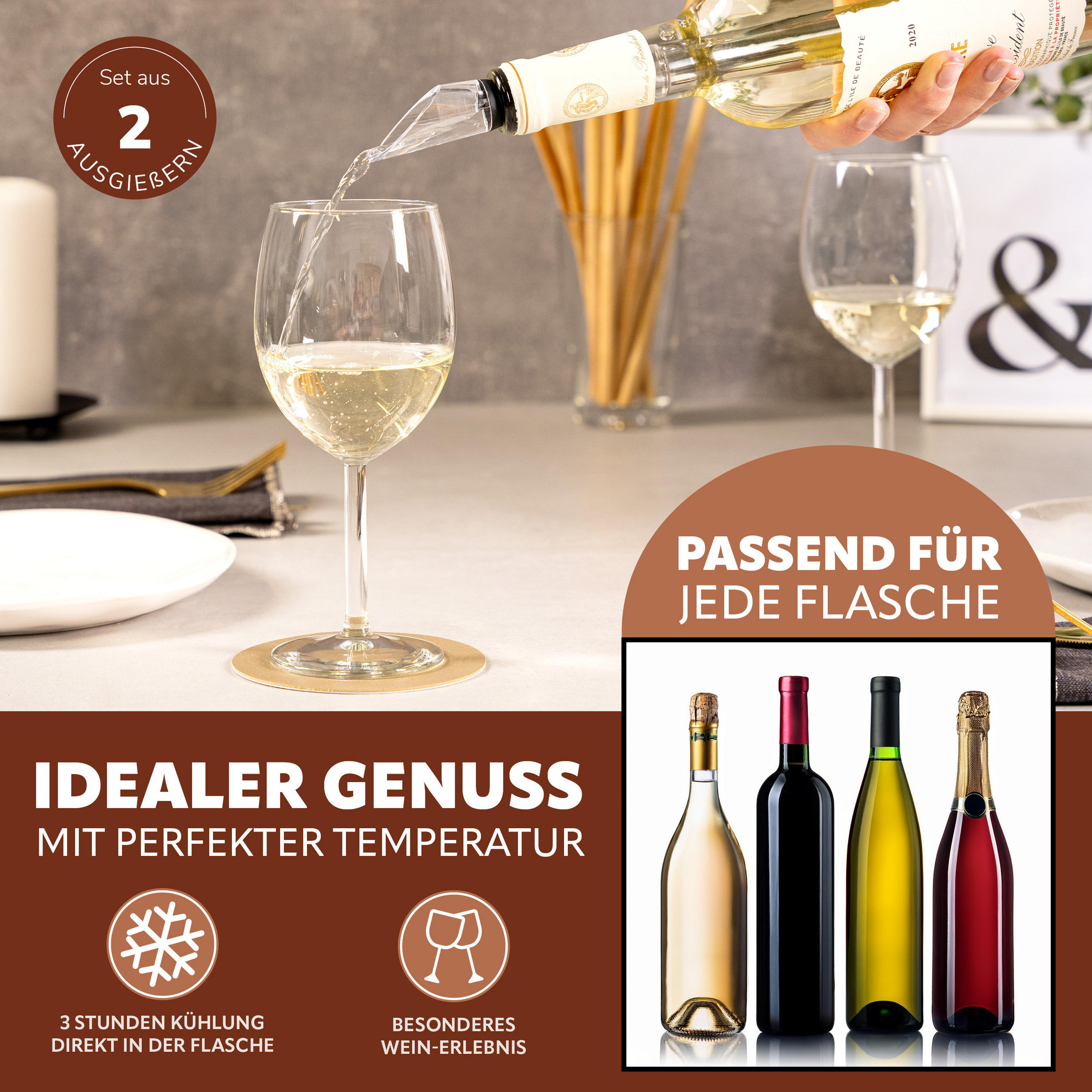 WEIN-AUSGIESSER 2er-Set, transparent - Transparent, Kunststoff (2.5/31.5/2.5cm) - bremermann