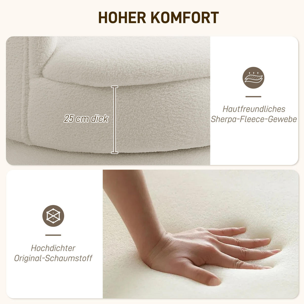 SESSEL, drehbar, Creme - Creme, Kunststoff (74/74/74cm) - HOMCOM
