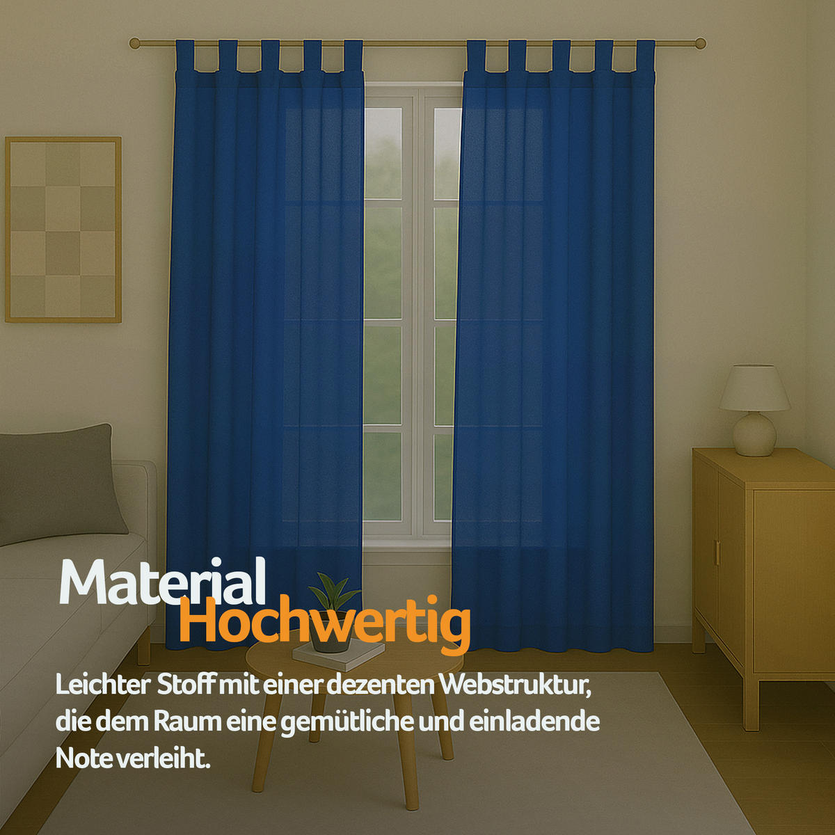 SCHLAUFENSCHAL blickdicht 140x175 cm Blau 2er-Pack - Blau, Textil (140/175cm)