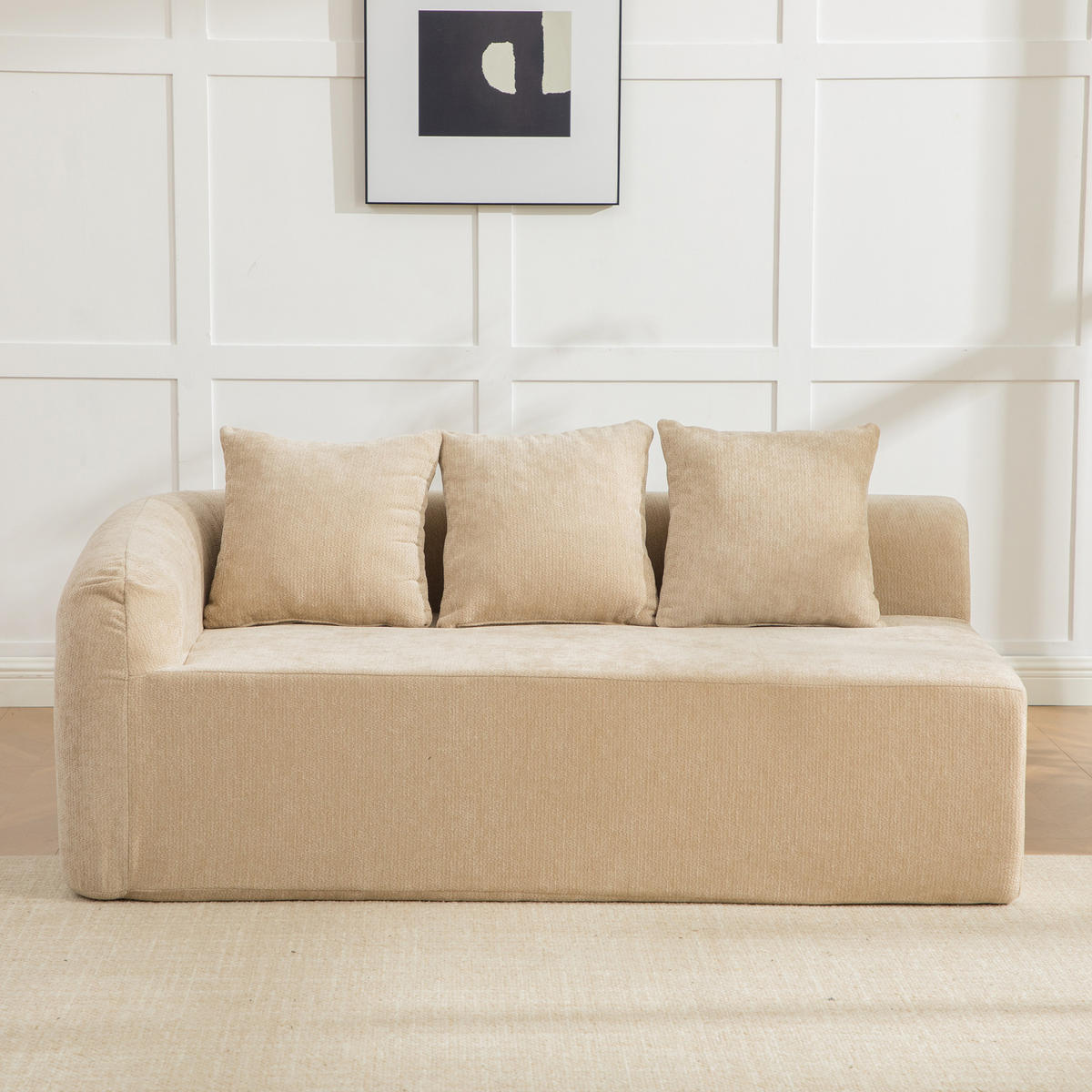 SOFAELEMENT DE-35127 linke mit Chenille-Bezug Hellkhaki - Sandfarben, Textil (99/80.5/171.5cm) - ComfortXL