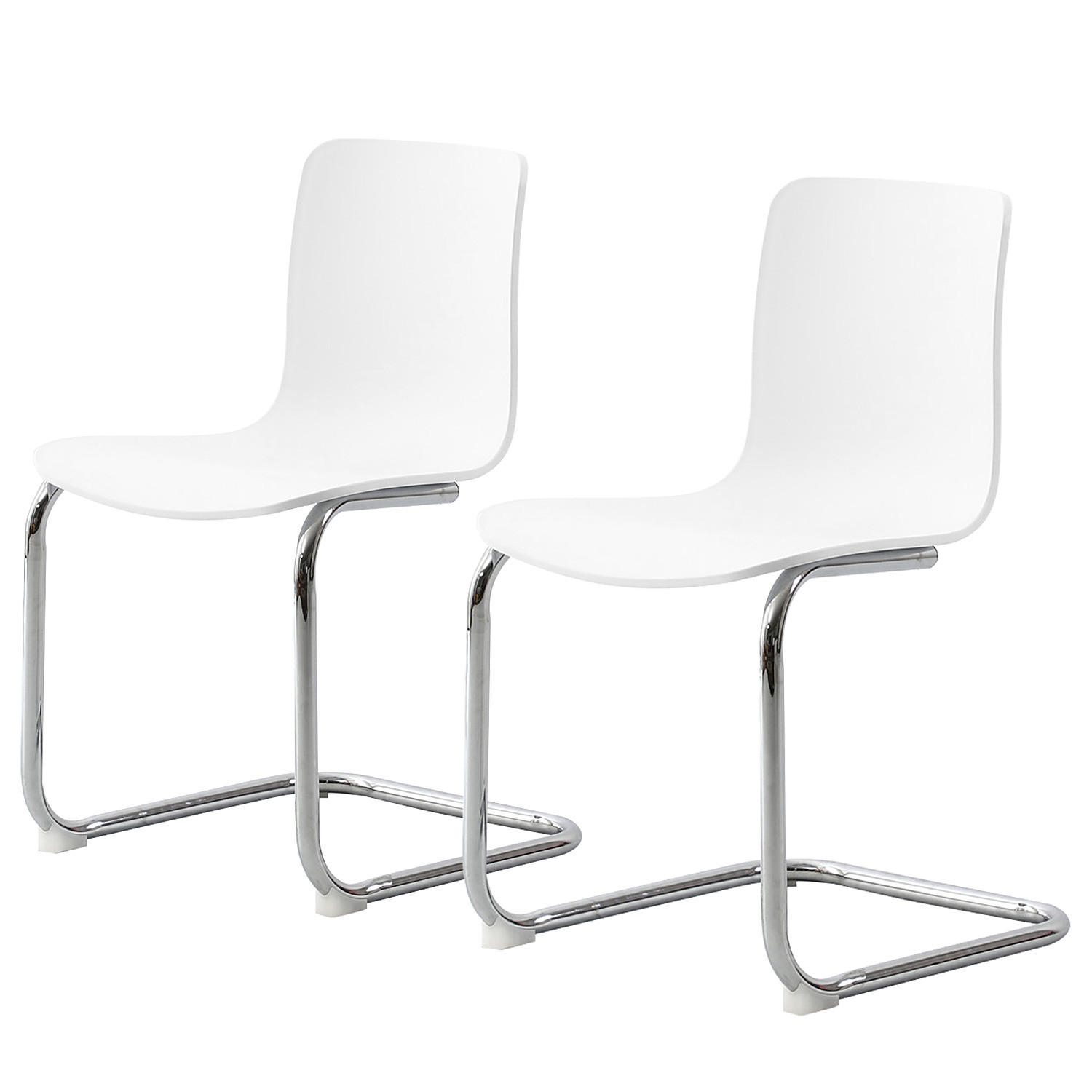 FREISCHWINGER 2er-Set - Silber - Weiß - Eisen - Polypropylen - 48 x 79 x 50 cm - Weiß, Kunststoff/Metall (48/79/50cm) - home24