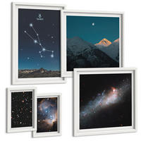 BILDER SET 5er Set - 50x50 cm & 20x30 cm & 40x60 cm Weißer Rahmen - Kosmische Sternenlandschaften - Weiß, Kunststoff (40/60cm) - TULUP