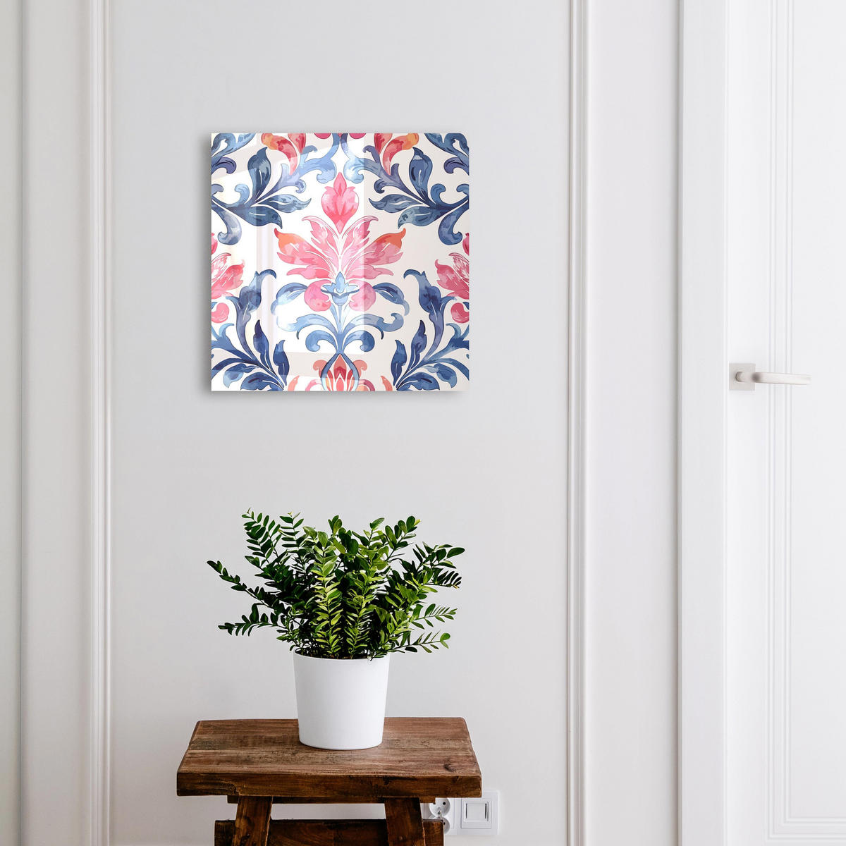 SCHLÜSSELBOX Schwarz 30x30 cm- Türöffnung nach rechts - Bunte Ornamente - Blau, Metall (30/30/5cm) - TULUP