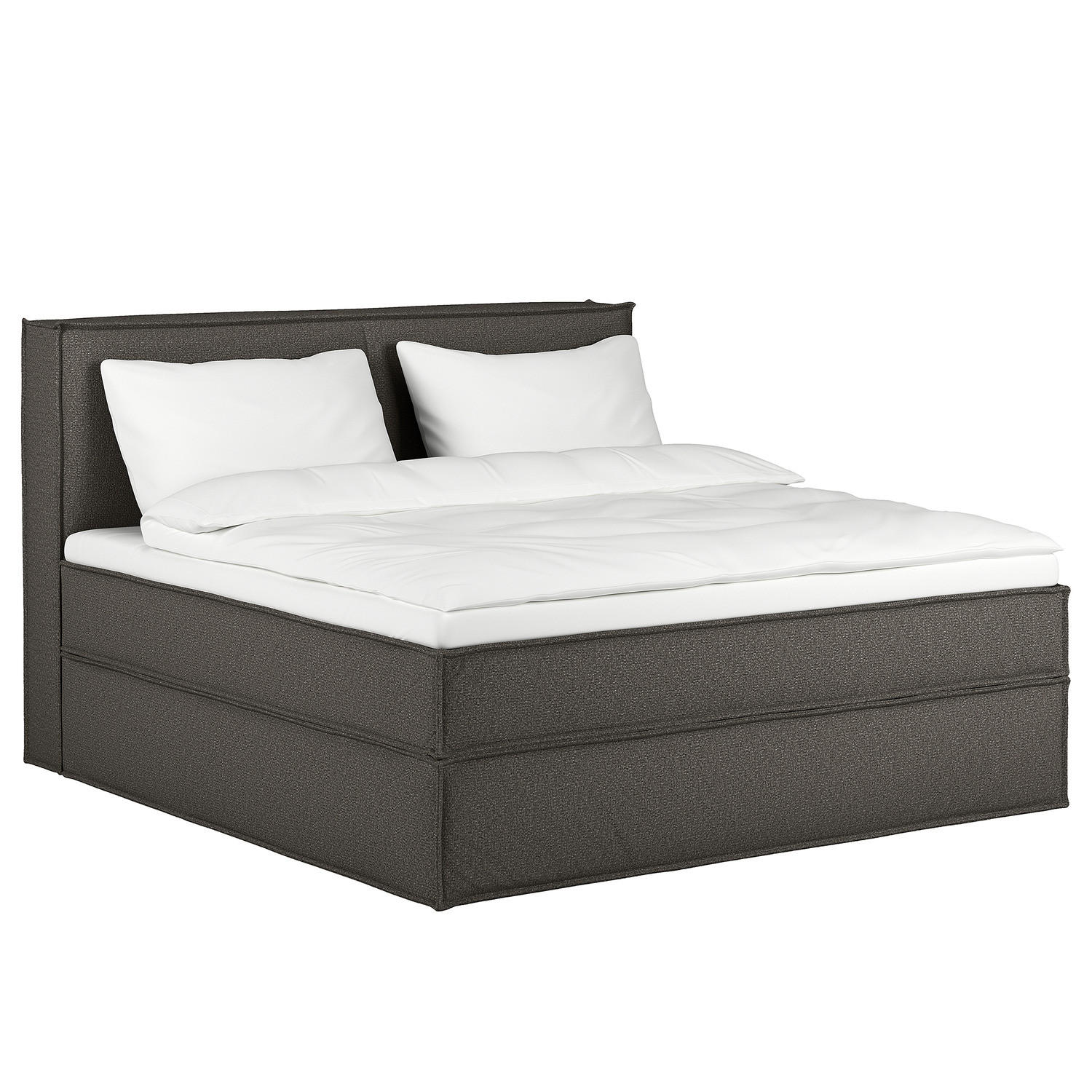 BOXSPRINGBETT mit Kopfteil - Premium - Braun, Textil (180/200cm) - home24