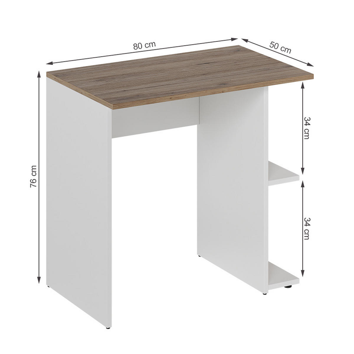 PSACÍ STŮL Simple Bílá/Artisan - bílá, kompozitní dřevo (50/80/76cm) - Vicco