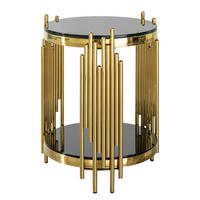 SIDOBORD glas svart & guld, 2 plan - Svart, Metall (45/45/55cm) - Urban Meuble