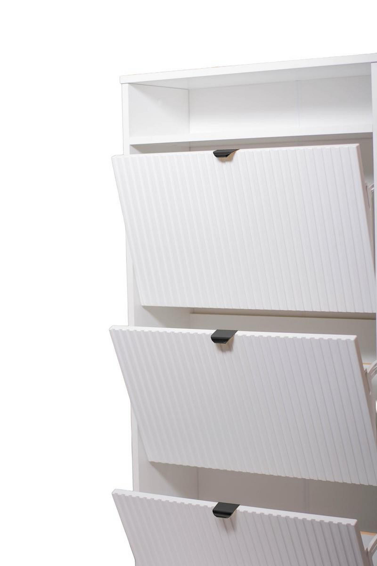 SCHUHSCHRANK Mia, Kaschmir mit schwarzem Griff - Kaschmir/Schwarz, Holzwerkstoff (60/125/24cm) - Bettso