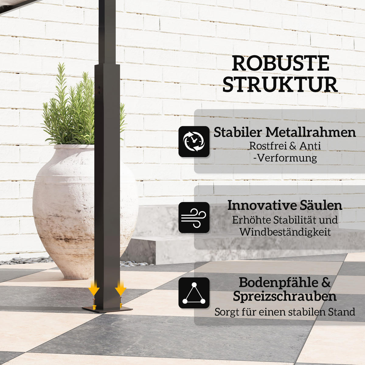 GRILLPAVILLON mit LED 243 x 148 x 248 cm - Dunkelgrau, Metall (148/248/243cm) - Outsunny