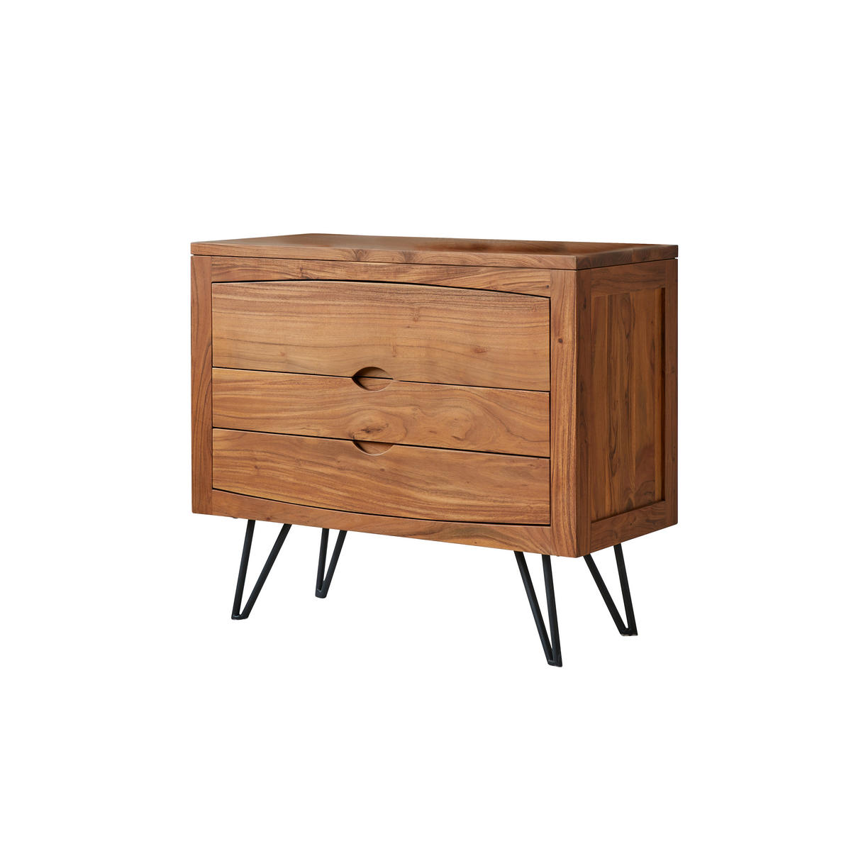 KOMMODE Bonnie Braun aus Akazie - Braun, Holz (90/77/40cm) - Tikamoon