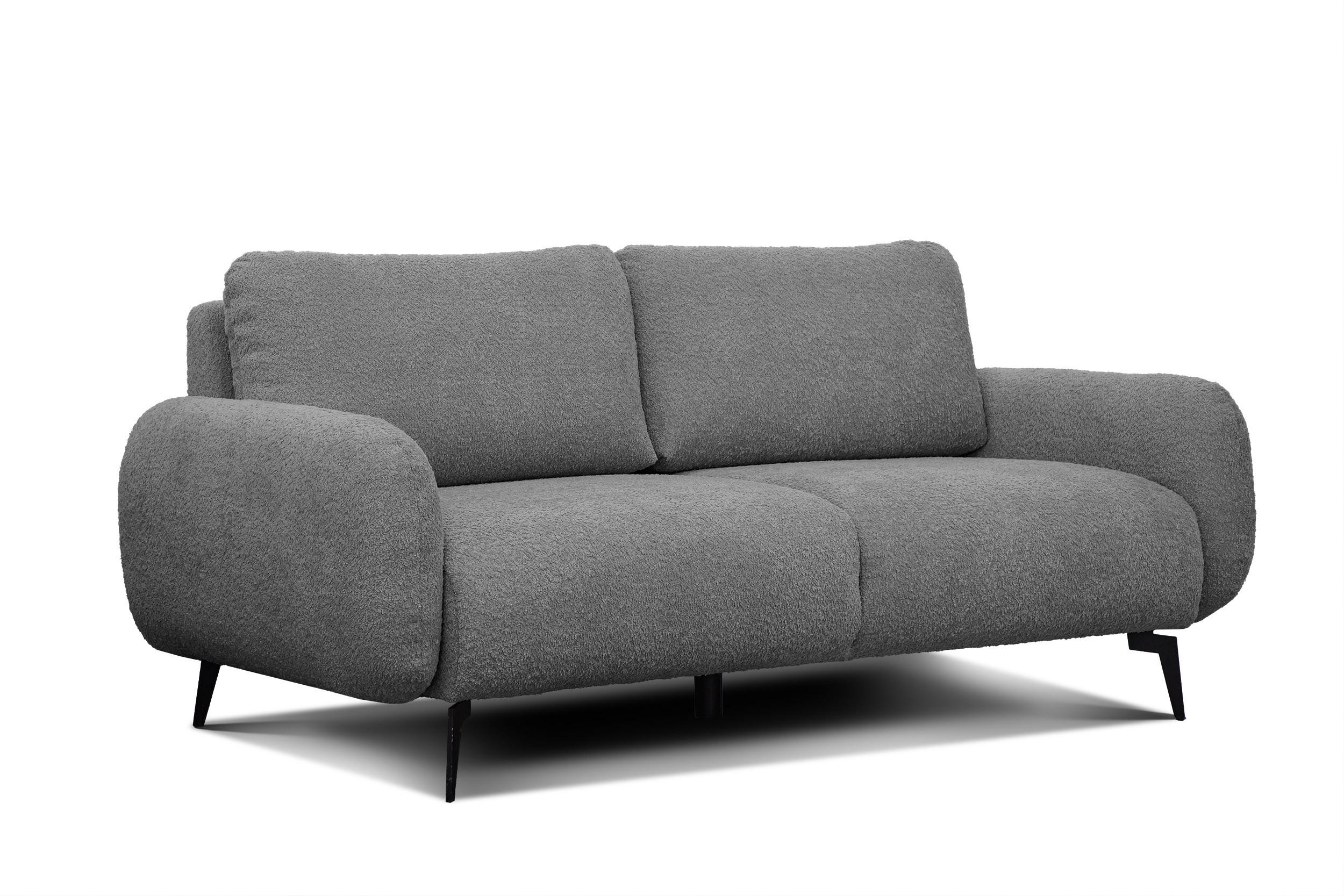SOFA FEBE 3-Sitzer, grau - Schwarz/Grau, Holz/Textil (190/82/96cm) - Courtois Laville