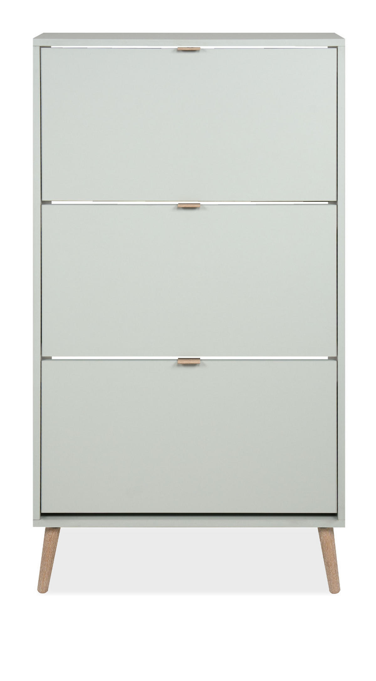 SCHUHSCHRANK Pastellgrün 70 x 125 cm, Schuhkipper mit 3 Klappen - Eichefarben/Pastellgrün, Eichenholz/Holz (70/125/24cm) - Furn.Design