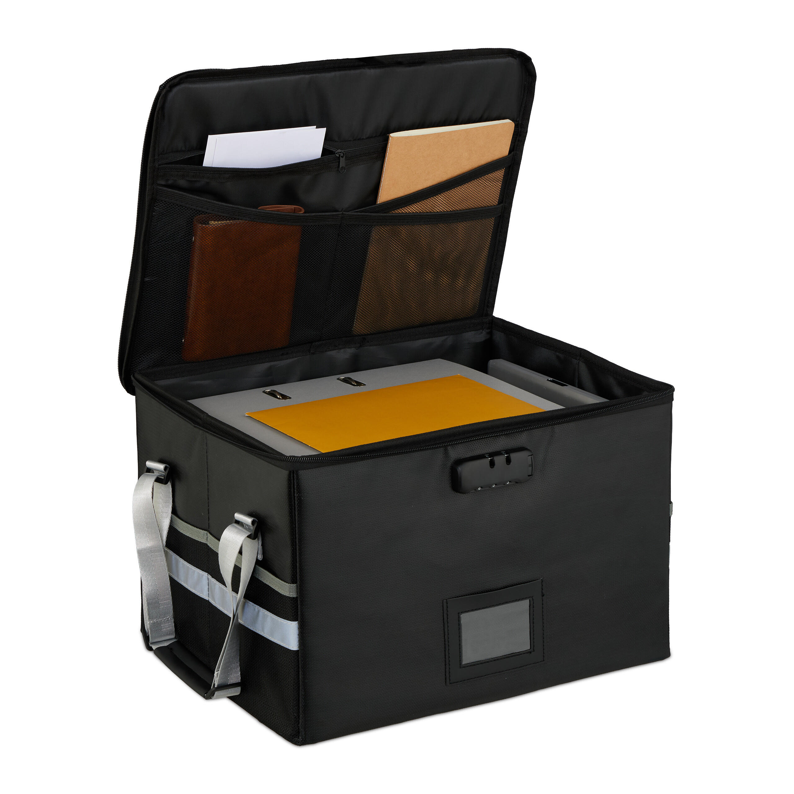 TORBA za dokumente - črna, umetna masa/tekstil (40/27/33cm) - Relaxdays