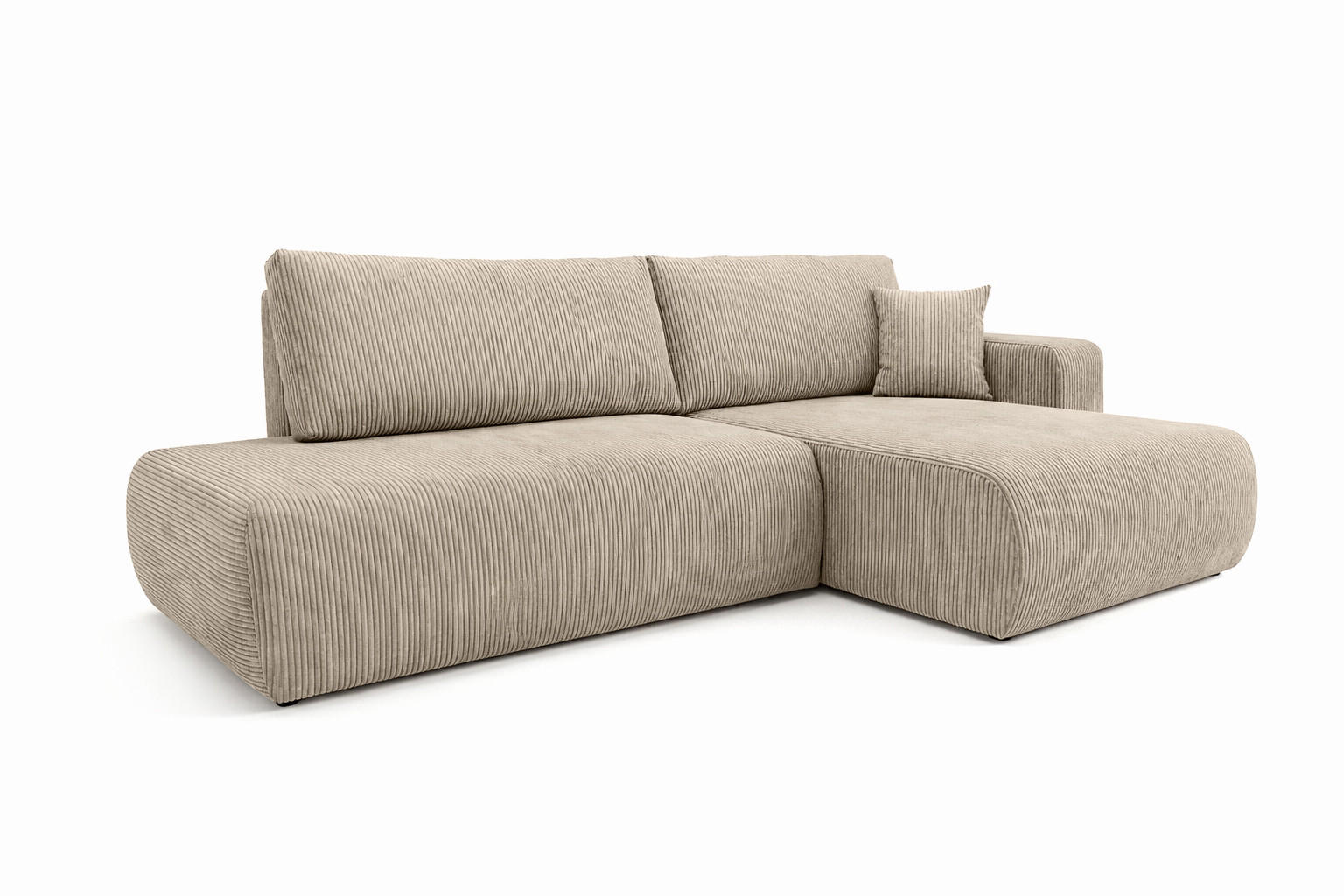 ECKSOFA Mit Schlaffunktion Und Bettkasten, Cordstoff Poso, Dunkelbeige, Rechts, OPEN XL - Beige, Holz (262/145cm) - Kaiser Möbel