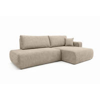 ECKSOFA Mit Schlaffunktion Und Bettkasten, Cordstoff Poso, Dunkelbeige, Rechts, OPEN XL - Beige, Holz (262/145cm) - Kaiser Möbel