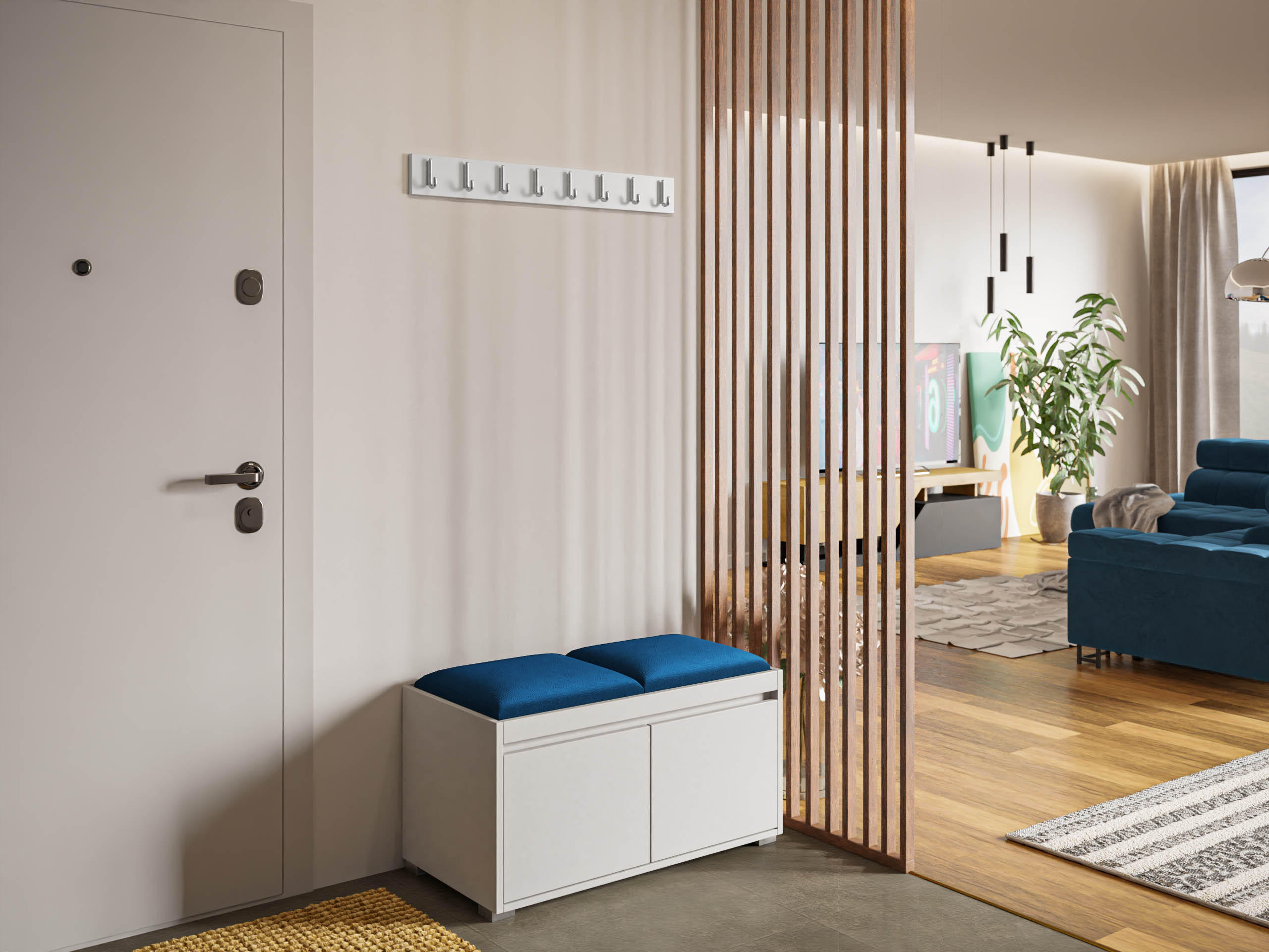 GARDEROBEN-SET Grawis 80 I - Blau/Silberfarben, Holzwerkstoff/Kunststoff (84.5/45/34cm) - MIRJAN24