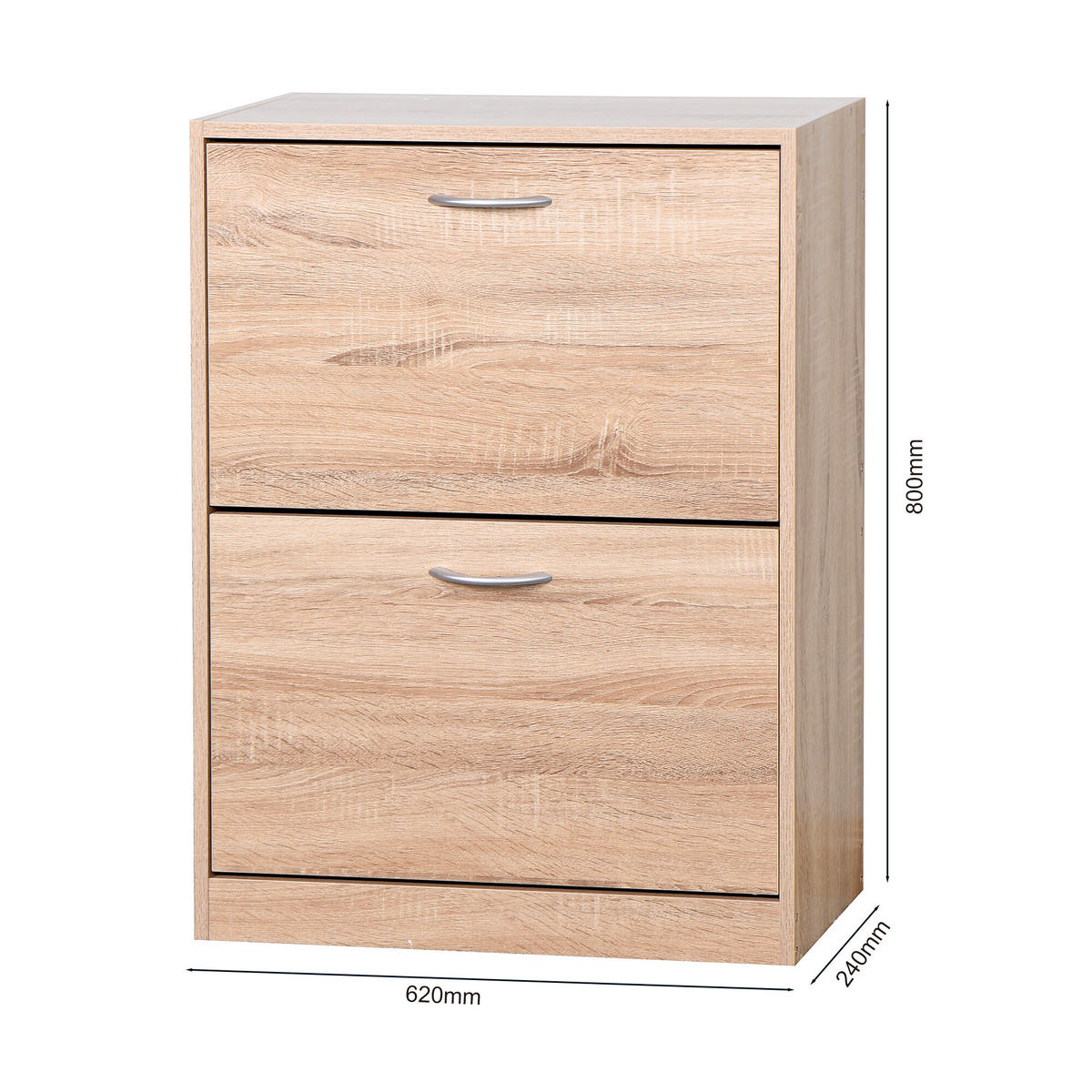 SCHUHSCHRANK mit 2 Klappen 62/24/80 cm - Hellbraun, Holzwerkstoff (24/80/62cm) - Urban Meuble
