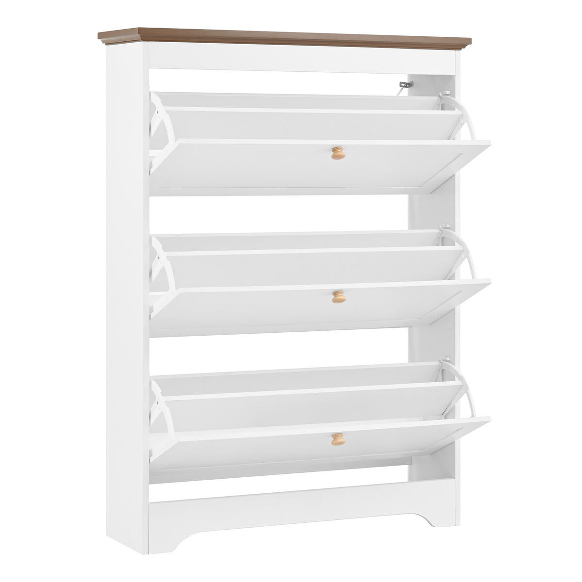 SCHUHSCHRANK Weiß 87/26/120 cm mit 3 Klappen - Weiß, Holzwerkstoff (87/120/26cm) - PANGIVO