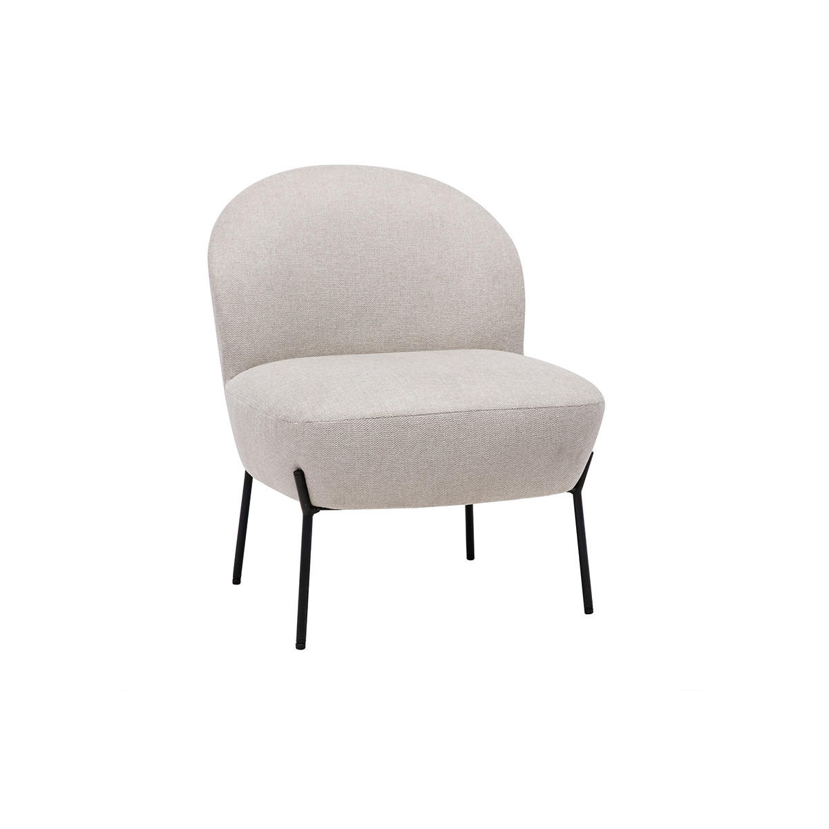 SESSEL Beiges Samtdesign Schwarzes Metall BELEY - Beige, Textil (65.5/76/60.5cm) - Miliboo