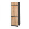 KÜHLUMBAUSCHRANK R-Line Goldkraft Eiche 60 cm J-Shape - Honigeiche/Anthrazit, Holzwerkstoff (60/206.8/57.2cm) - Vicco