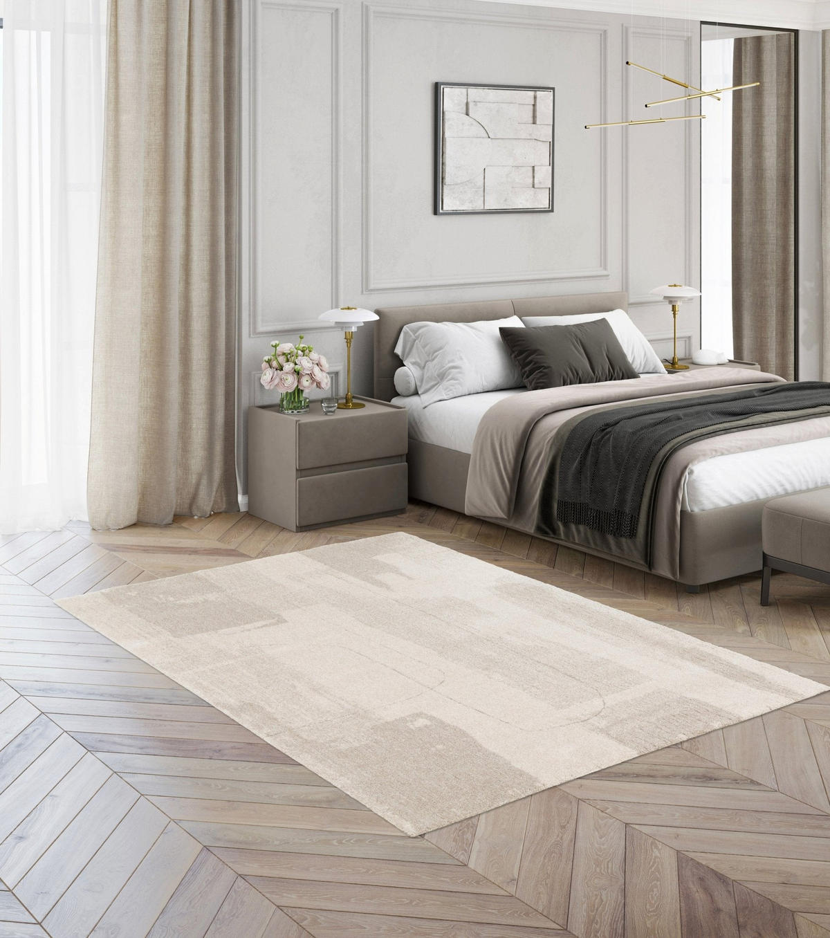 TEPPICH Design extrem weich beige - Beige, Textil (160/230cm) - AFK Living