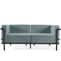 GARTENSOFA TRIGLO 2-Personen, Stahlrahmen, Modern, Dunkelgrau - Dunkelgrün/Dunkelgrau, Textil/Metall (164/70/69cm) - KONSIMO®