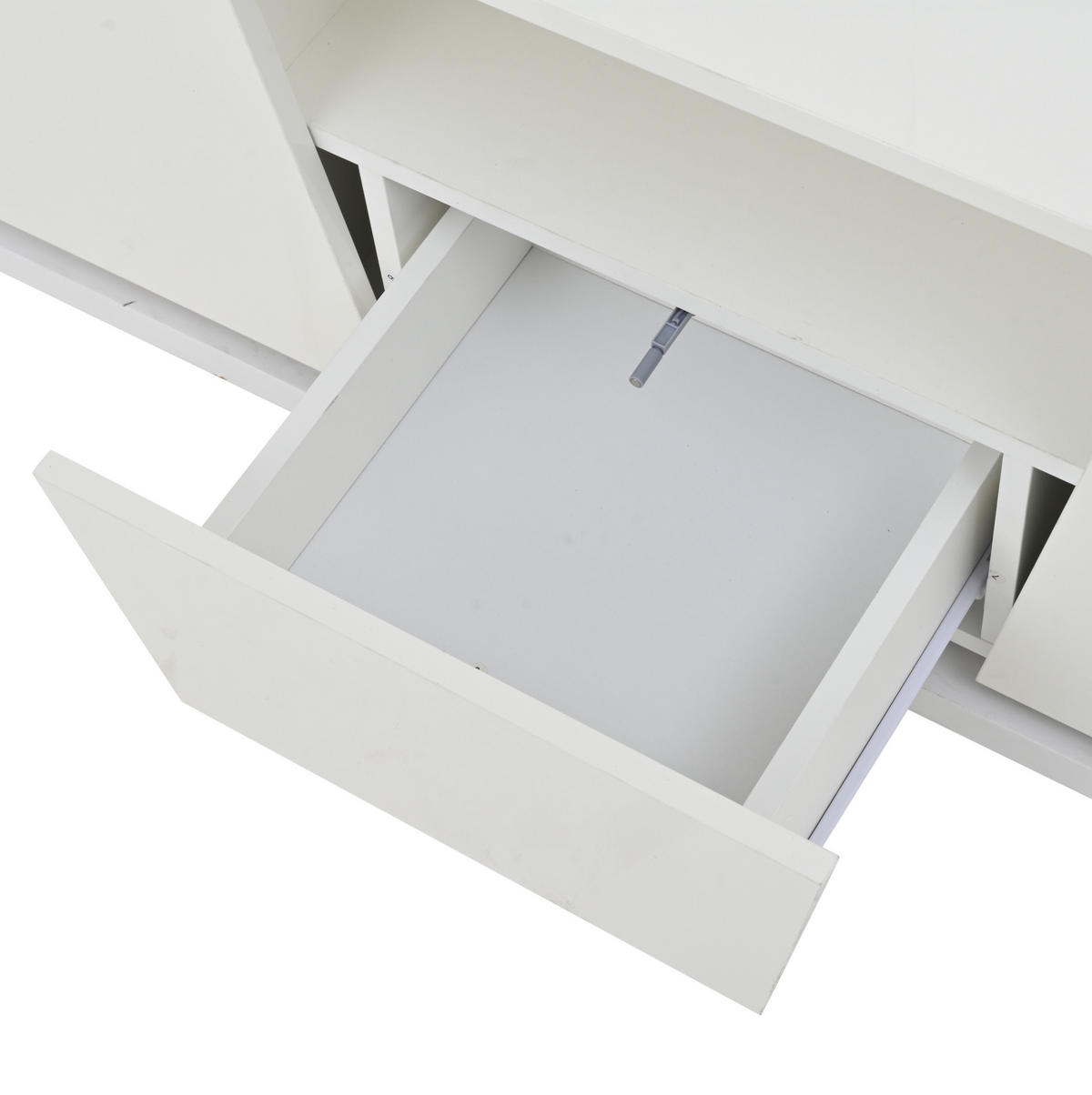 COUCHTISCH 100/50/40 cm mit LED-Beleuchtung, Hochglanz und Stauraum - Weiß, Holzwerkstoff (100/50/40cm) - Flora Grace