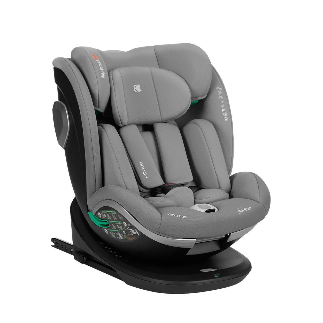 KINDERSITZ i-Drive i-Size hellgrau (40-150cm) Isofix Top Tether, Kopfstütze, SPS - Hellgrau, Kunststoff (44/60/50cm) - Kikka boo