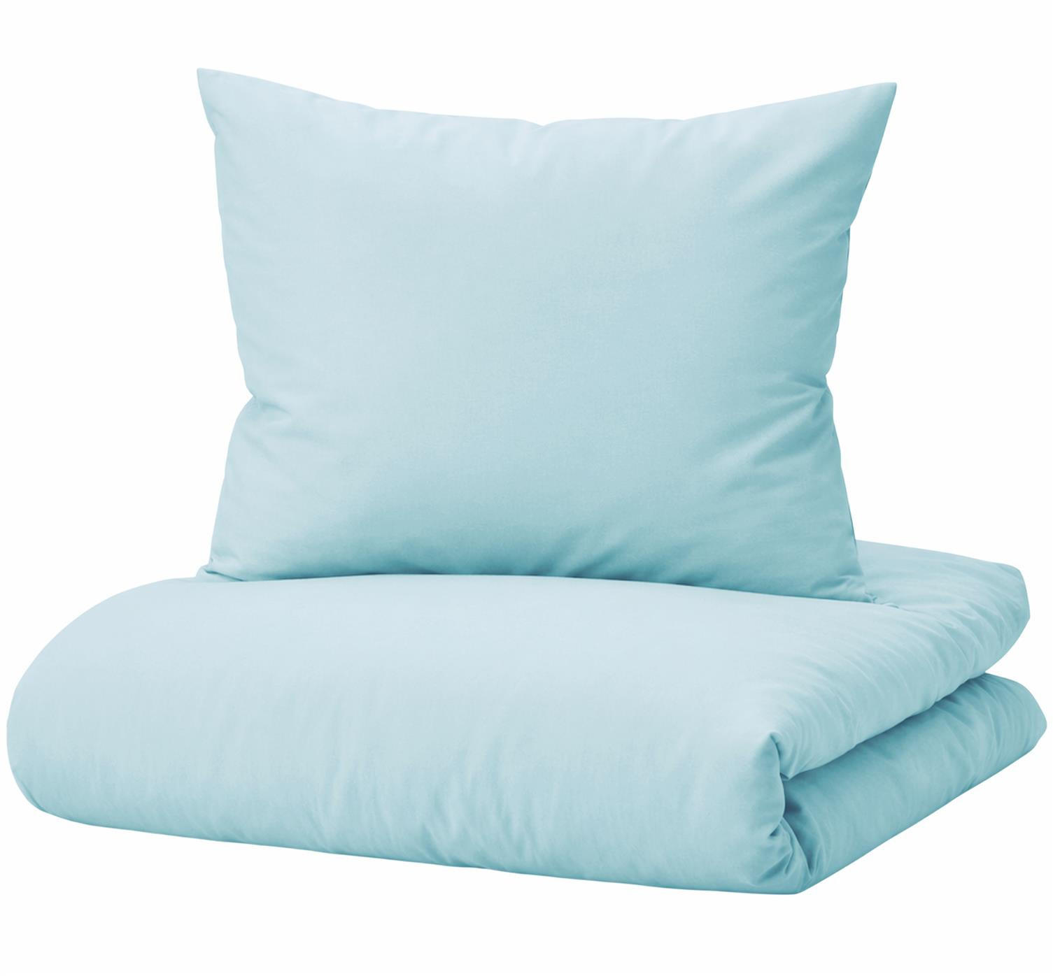 BETTWÄSCHE Mako Satin 135x200 cm aus 100% Baumwolle mit Reißverschluss, Uni Bettbezug 135 x 200 - Hellblau - Hellblau, Textil (135/200cm) - Carpe Sonno