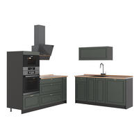 KÖK Fame-Line, Grönt och guld lanthus/antracit, 340 cm, AP Oak - Grön/Antracit, Träbaserade material (340/153.6/60cm) - Vicco