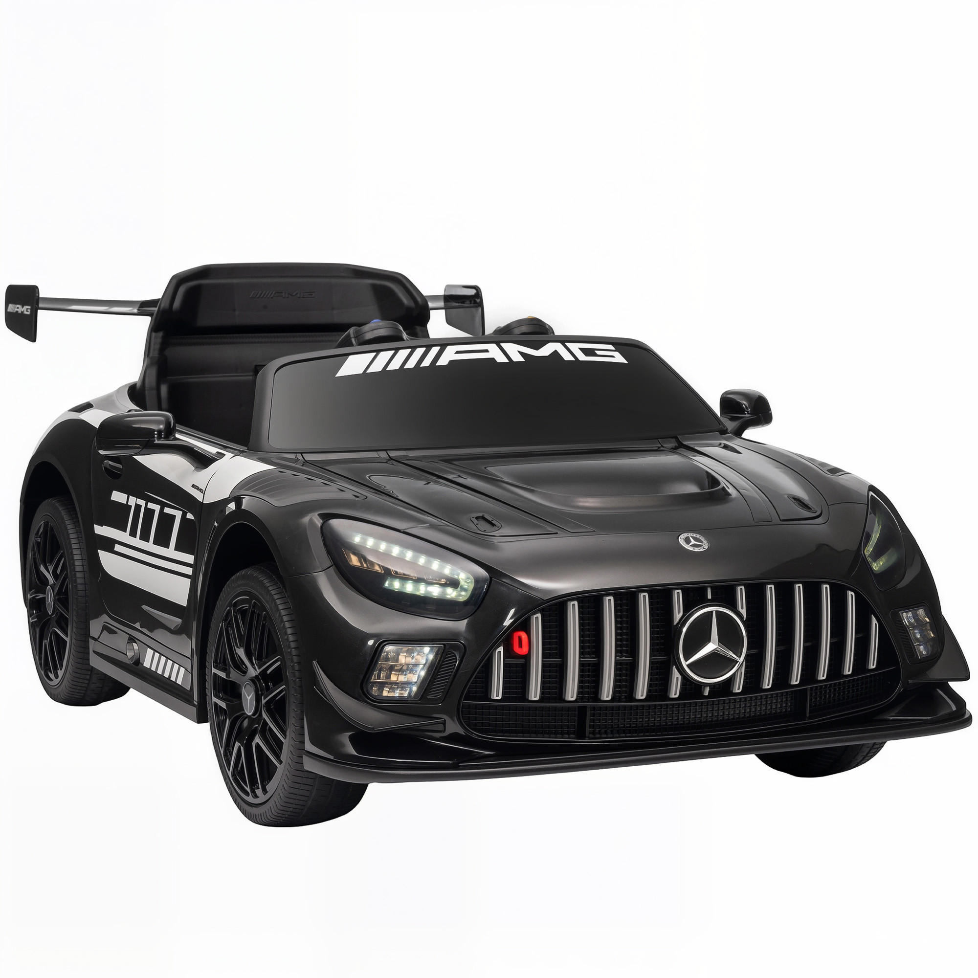 KINDER-ELEKTROAUTO Mercedes-AMG 12V mit Fernbedienung Musik Leuchte - Schwarz, Metall (115/66/44cm) - AIYAPLAY