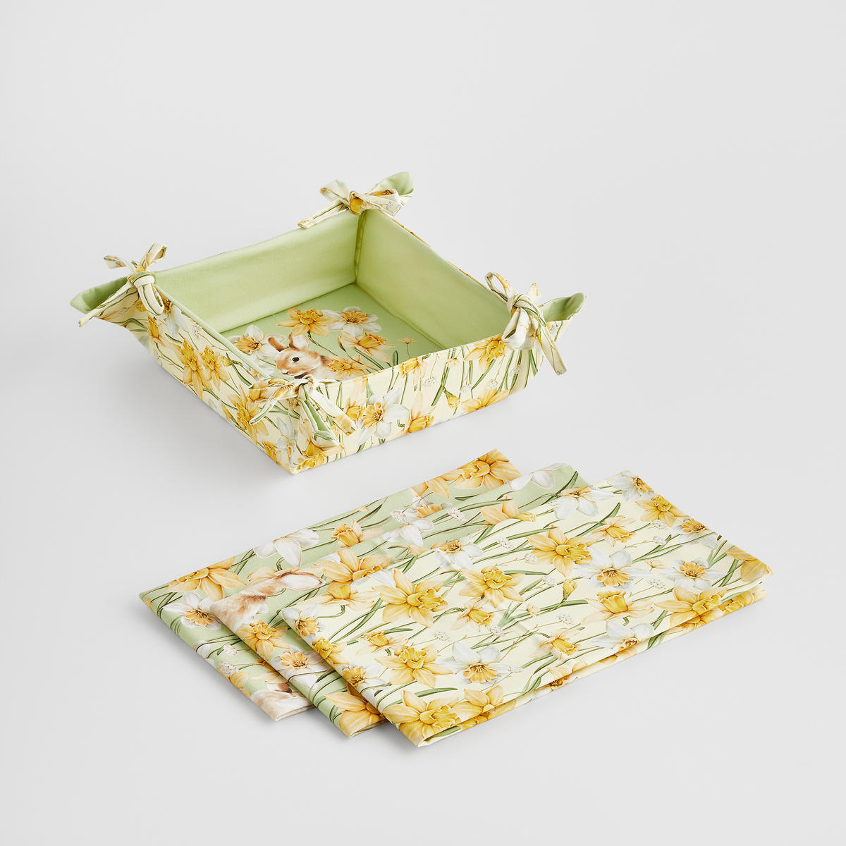 KORB MIT ZUBEHÖR Daffelisbunny - Gelb, Textil (36/1/36cm) - home&you