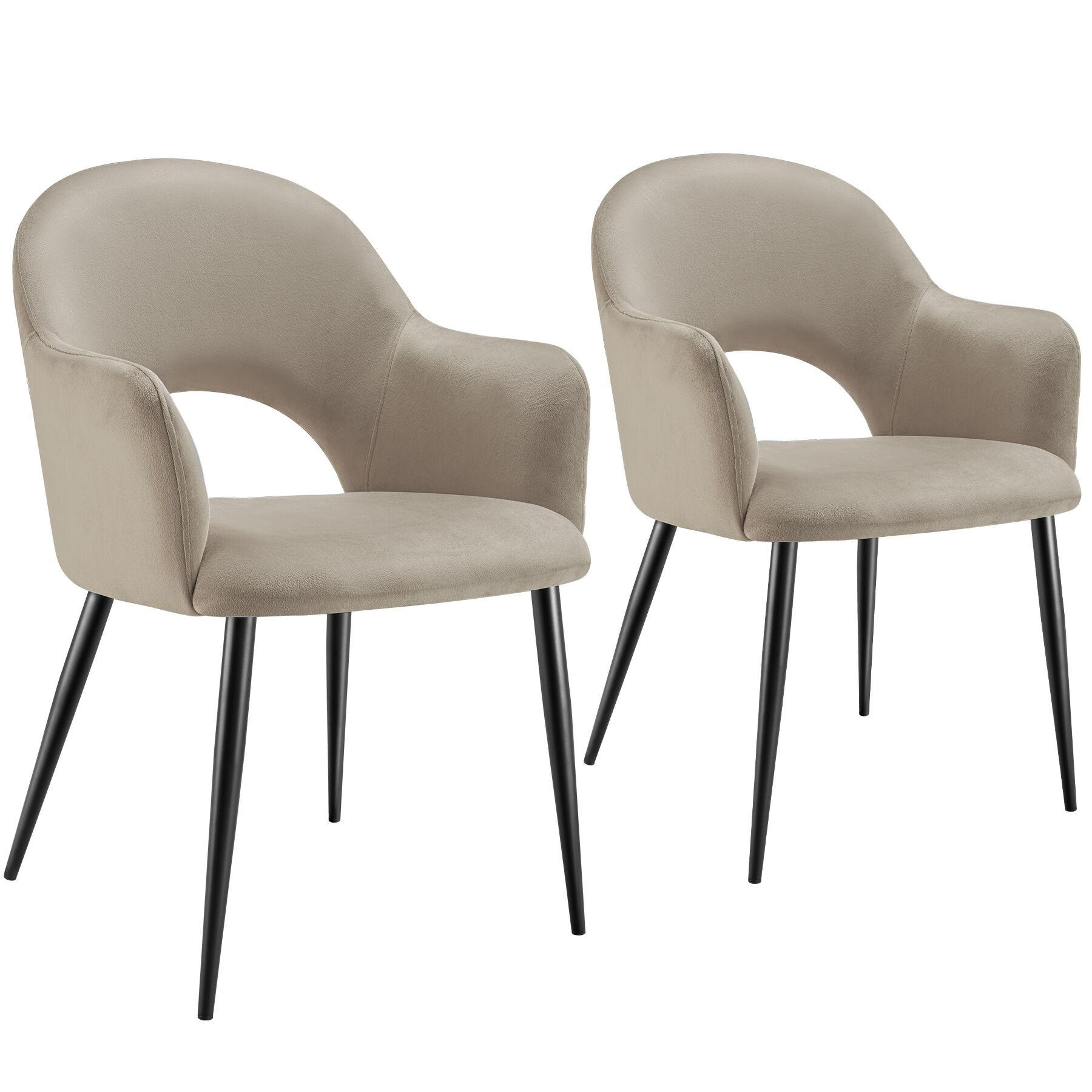 ARMLEHNSTUHL 2er Set Sachel 57 x 61 5 x 87 5 cm taupe - Taupe, Kunststoff (57/87.5/61.5cm) - tectake