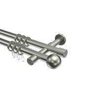 GARDINENSTANGEN-SET Prestige Luino 400 cm (geteilt in 2 x 200 cm), 2-läufig, 20 mm Ø Edelstahl-Optik - Edelstahlfarben, Metall (400cm) - INTERDECO