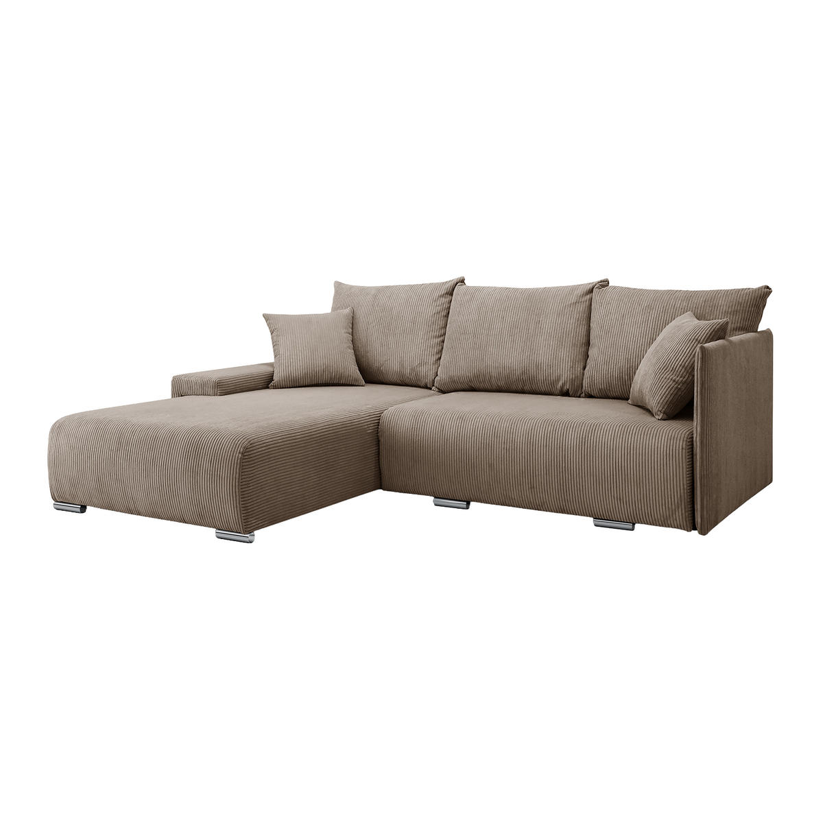 ECKSOFA TRAWANGA L mit Schlaffunktion, Beige - Beige, Textil (246/188cm) - Fedve