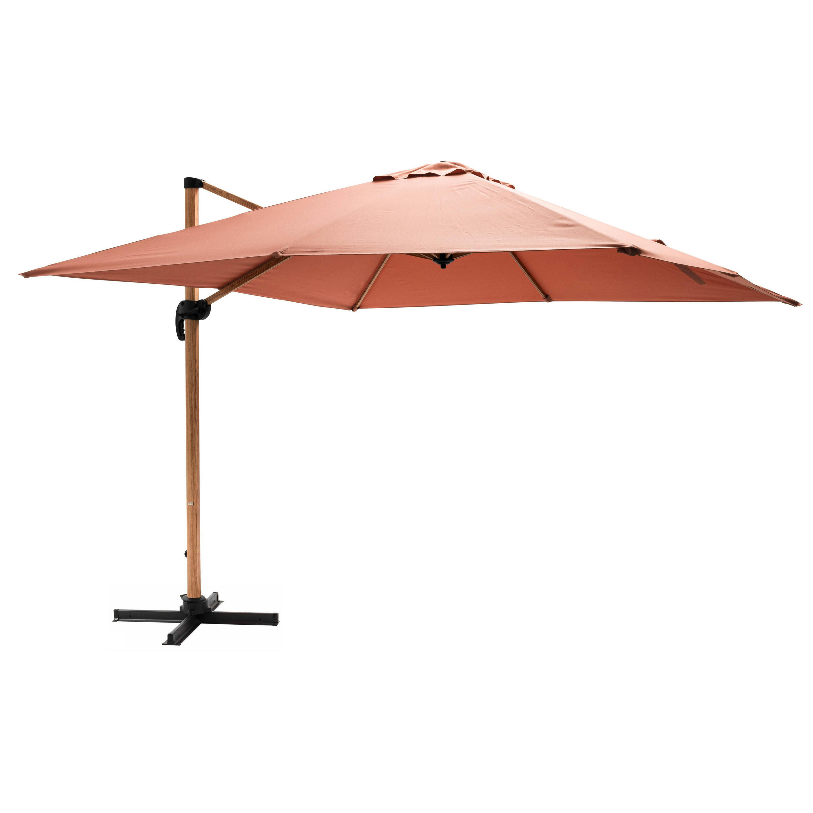 SONNENSCHIRM 3x3m Holzeffekt, Lehm - Pink, Metall (300/300cm) - Oviala