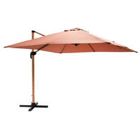 SONNENSCHIRM 3x3m Holzeffekt, Lehm - Pink, Metall (300/300cm) - Oviala