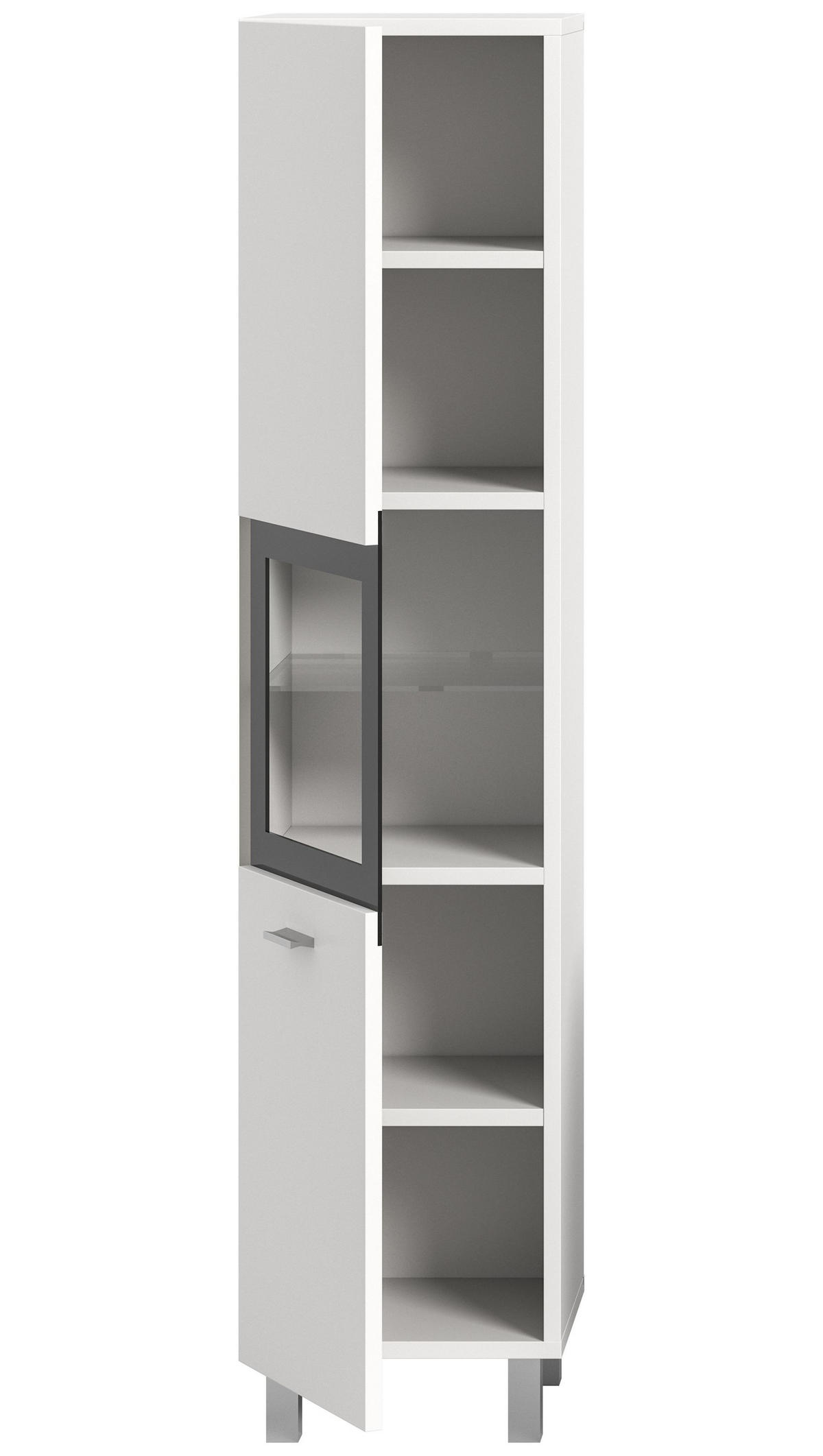 BADSCHRANK Boston/Tampa Bad in weiß Nachbildung und schwarz - modernes Design - B/H/T: 30x125x29 cm - Weiß, Holzwerkstoff (30/125/29cm)