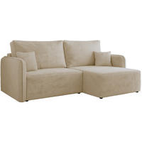 ECKSCHLAFSOFA MESTO L Creme Plüsch - rechts - Creme/Schwarz, Kunststoff/Textil (147/227cm) - MKS