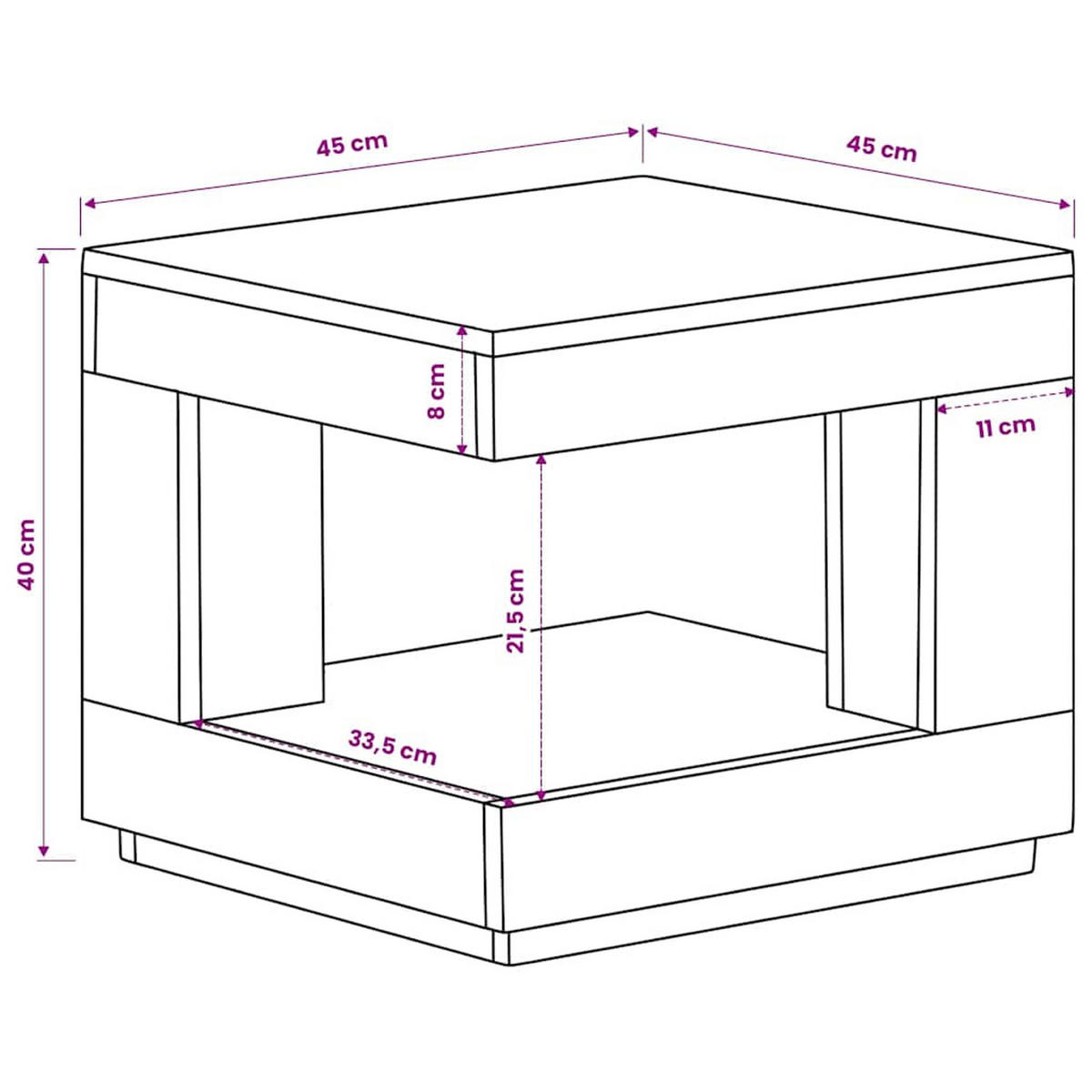 COUCHTISCH 45/45/40 Cm Massivholz Akazie - Braun, Holz (45/45/40cm) - vidaXL