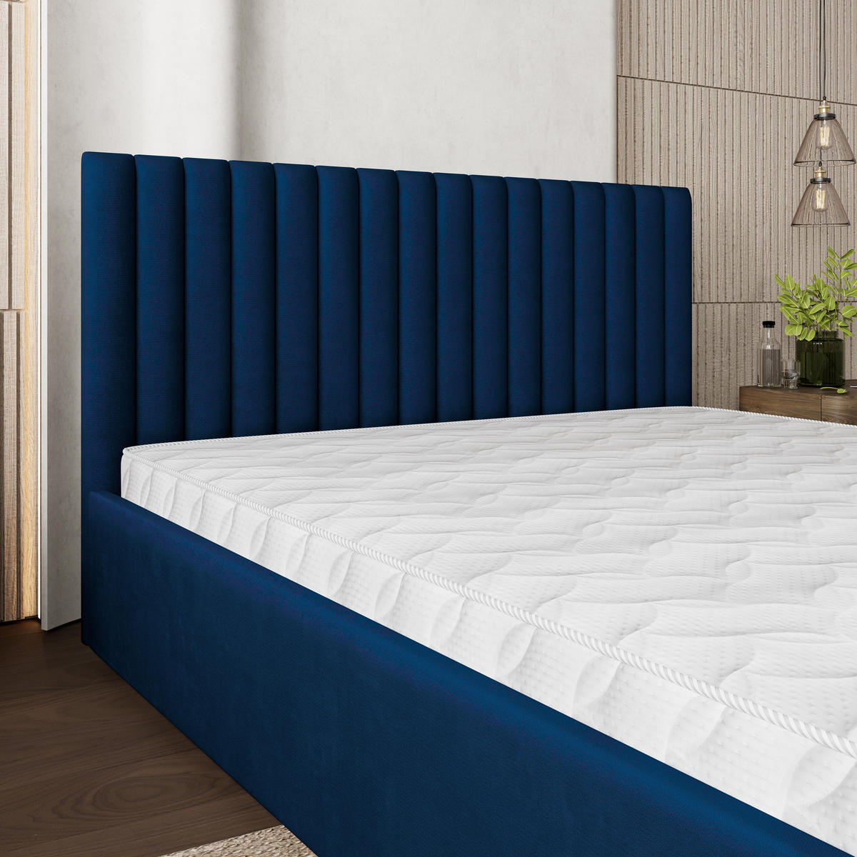 POLSTERBETT CANOVA 180x200 cm mit Bettkästen - Blau - Blau, Holz (180/200cm) - MASSENO