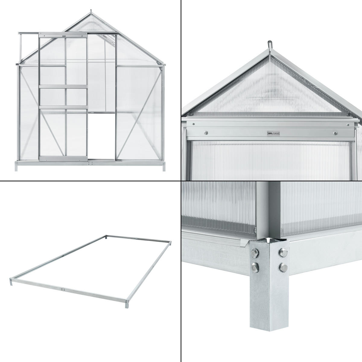 TREIBHAUS Oisterwijk - Transparent, Kunststoff/Metall (370/195/190cm) - [en.casa]