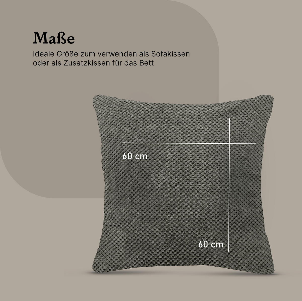 KISSENHÜLLE "Bubble" 60 cm x 60 cm in 3 Farben Graphit - Grau, Textil (60/60cm) - Bestlivings