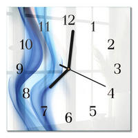 WANDUHR 30x30 cm - Abstrakter Rauch - Blau, Glas (30/30/0.4cm) - TULUP