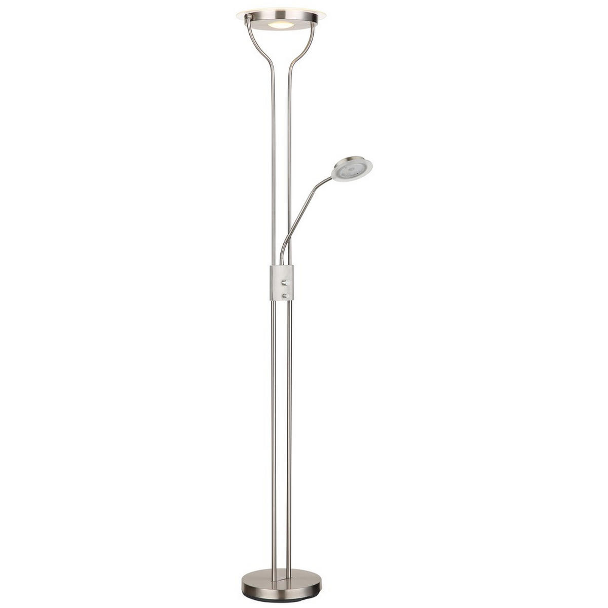 LED STEHLEUCHTE BRIANT, Silber, Metall, 2-flammig - Silberfarben, Glas (28/25.5/180cm) - Globo Lighting