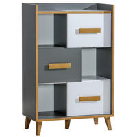 KOMMODE FIABA 90/135,4/42cm mit 3 Schubladen Anthrazit - Anthrazit/Weiß, Holzwerkstoff (90/135.4/42cm) - MASSENO