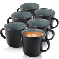 KAFFEEBECHER SET MALMÖ - 6 teilig aus Steingut - Grün, Stein (0.42L) - Sänger